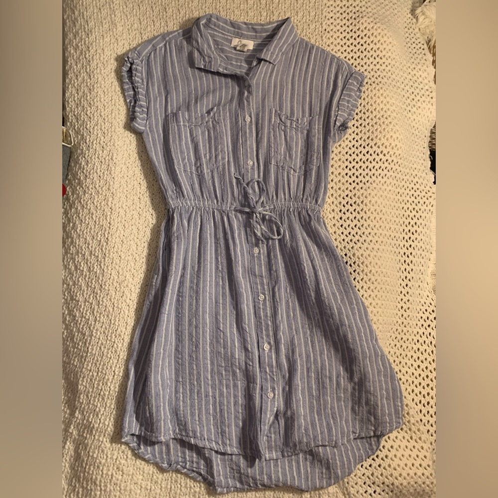 Button striped dress